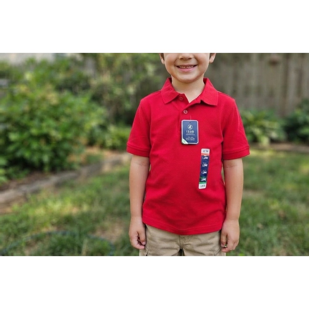 IZOD Boys Red Performance Polo Shirt Size L 14/16 Moisture Wicking UPF 50+ NWT